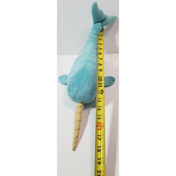 Douglas Cuddle Toys~Spike the Plush Turquoise Narwhal Stuffed Animal - Picture 9 of 9